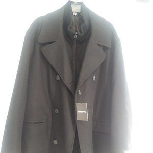Men's Claiborne Black Double-Breasted Top Coat Size XL NWT